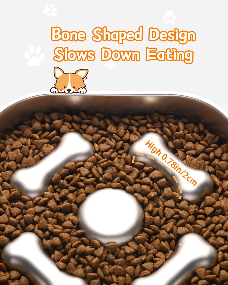 Slow Feeder Dog Bowls, 100% Food-Grade Stainless Steel Non-Slip Dog Food Bowl,Both Sides Can Be Used Dog Slow Feeder Bowl, 2Cups Capacity for Small and Medium Dogs to Slow Down Eating, Easy to Clean - BeesActive Australia