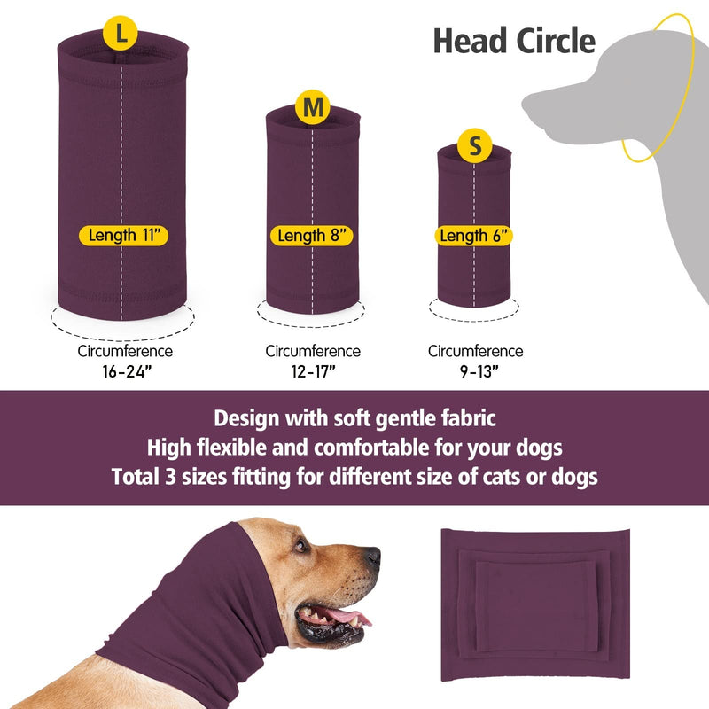 No Shake Ear Wraps for Dogs,Soft Dog Calming Hoodie Dog Ear Cover Ear Muffs for Anxiety,Grooming,Bathing,Swim,Noise Protection Quiet Ear for Dogs,Purple M Medium Purple