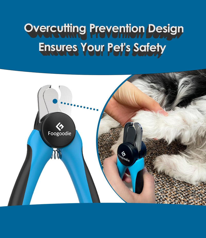 Dog Nail Clippers with Light, 2 in 1 Dog Nail Trimmers with Safety Guard & Quick Sensor to Prevent Over-Cutting, Includes Pet Grooming Comb & Nail File, Ideal for Cats & Dogs Blue - BeesActive Australia
