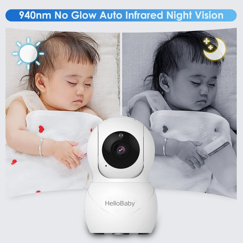HelloBaby Monitor with Camera and Audio, IPS Screen LCD Display Video Baby Monitor No WiFi Infrared Night Vision, Temprature Screen Lullaby, Two Way Audio and VOX Mode (HB66pro) HB66pro - BeesActive Australia