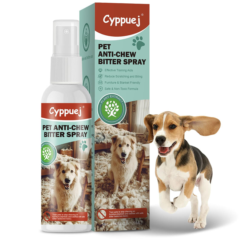 Bitter Apple Spray for Dogs - No Chew Spray for Dogs to Stop Chewing Furniture, Shoes, Cords & Wires | Anti Chew Spray for Dogs Training Aid, Alcohol-Free (4.06 Fl Oz) | anti chew spray dogs,stop chewing furniture spray