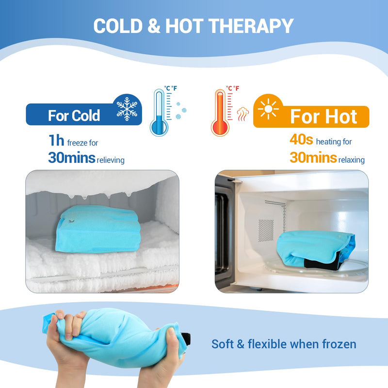 Comfytemp Ankle Foot Ice Pack Wrap for Plantar Fasciitis Relief, Ankles Brace for Sprain, Heel Spur, Swelling, Achilles Tendonitis, Cold Bag for Injuries Reusable, Hot Cold Compress, 1 Pack (Blue) Blue Large(1 Pack) 1.0