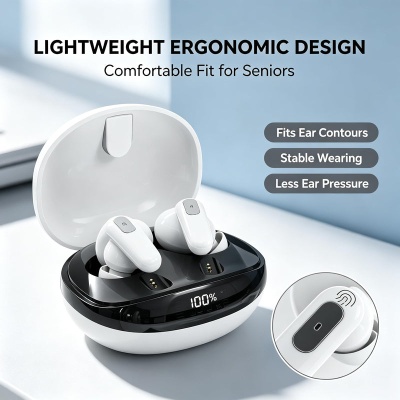 Hearing Aids for Seniors and Adults Noise Cancelling,4‑Level Volume Control & 4 Environment Modes,Screen Display Easy‑to‑Operate & Comfortable Fit