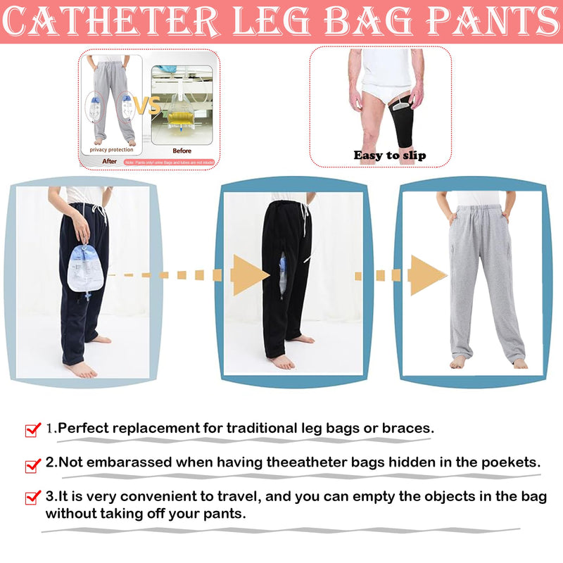 Urine Bag Pants,Underwear Urine Bag Pants for Elderly,Urinate Drainage Bag Pants Abdominal Surgeries Patient Black Trousers Small - BeesActive Australia
