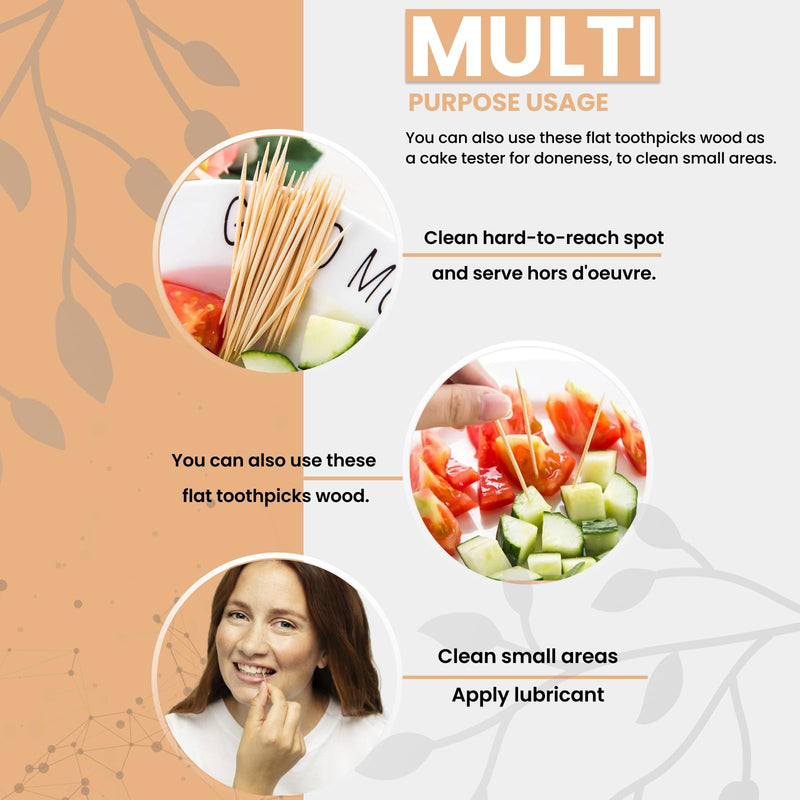 Bamboo Toothpicks Double Sided Toothpicks Wood for teeth - 2500-Piece Sturdy Round Toothpicks For Teeth Cleaning, Food, Crafts In Clear Holders - BeesActive Australia