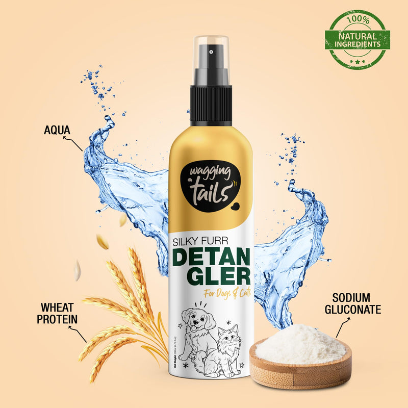 Wagging Tails 4-in-1 Silky Furr Detangler, 6.76 fl oz for Dogs & Cats | Gentle Dematting Grooming Formula | Reduces Discomfort & Prevents Hair Breakage | Maintains Coat Health & Improves Appearance - BeesActive Australia