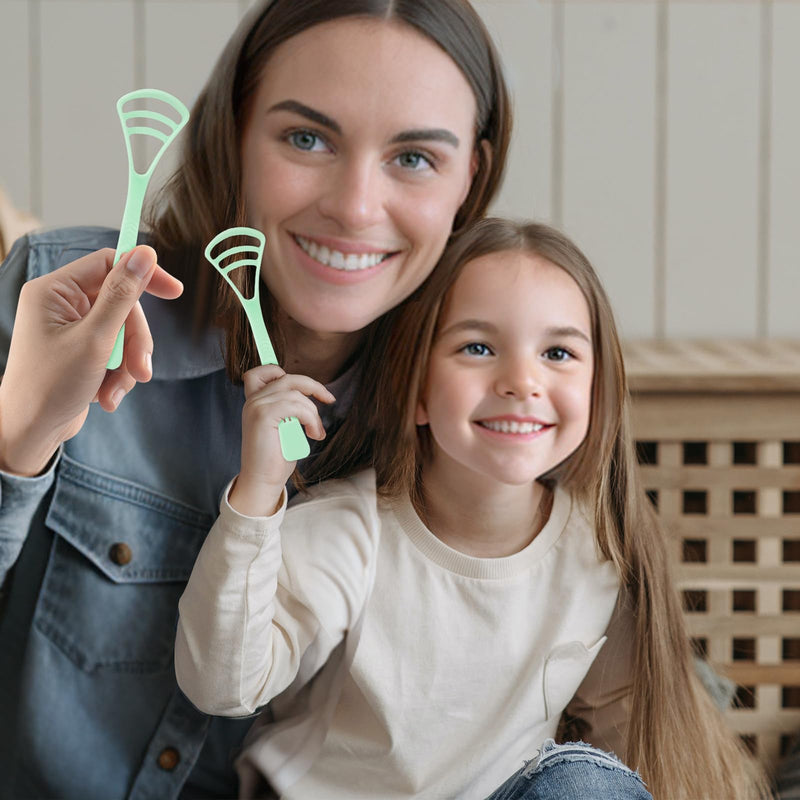 100 Counts Disposable Tongue Scraper with Dental Picks, Plastic Tongue Scrubber,BPA Free Tongue Cleaner Scrapers, Reduce Bad Breath and Fresh Breath(Green) 100 Counts,Green Tongue Scrapers