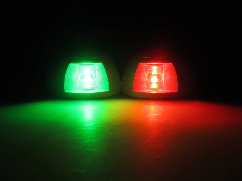 Pactrade Marine Boat Navigation Lights Red and Green LED Side Lights (Horizontal Mount) - 2 NM White Housing | Green Starboard Red Port Navigation Lights for Boats LED - BeesActive Australia