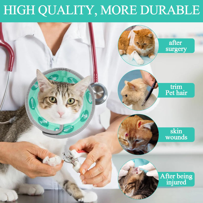 Cat Neck Brace, Soft Cat Neck Brace, Adjustable Cat Protective Collar for After Operations and Injuries, Prevents Licking Wounds Cat Collar for Cats (Green, M) Green - BeesActive Australia
