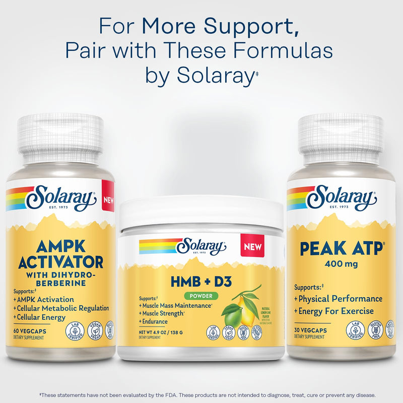 SOLARAY HMB Plus D3 - HMB Supplements for Men and Women with Vitamin D3 - Hydroxymethylbutyrate Calcium Supplement for Muscle Strength - Natural Lemon Lime Powder - 30 Servings, 4.9 OZ