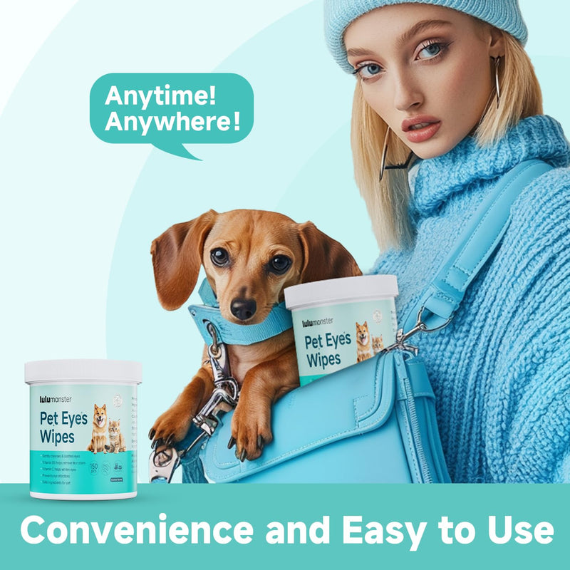 Pet Eyes Wipes for Dogs & Cats, Gentle Remove Tear Stain, Eye Debris, Discharge, Mucus Secretions Grooming Deodorizing Wipes, Non-irritating Ingredients with Aloe & Coconut Oil -150pcs - BeesActive Australia