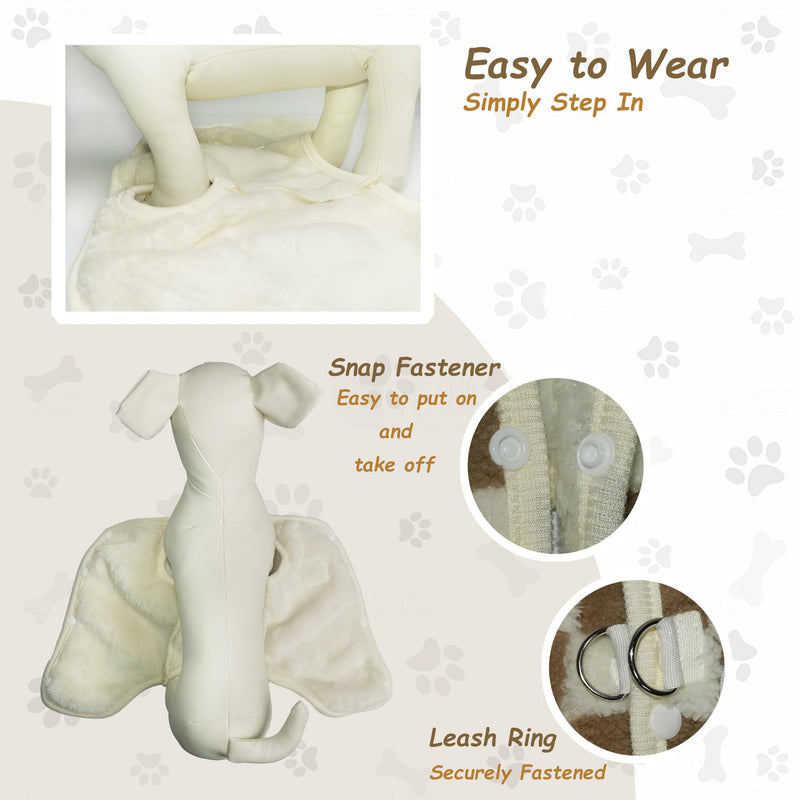 Fleece Dog Sweater, Dog Clothes for Small Dogs, Dog Winter Coat, Step-in, Warm, Leash Ring, Brown, XL X-Large(9.5-13 lbs) - BeesActive Australia