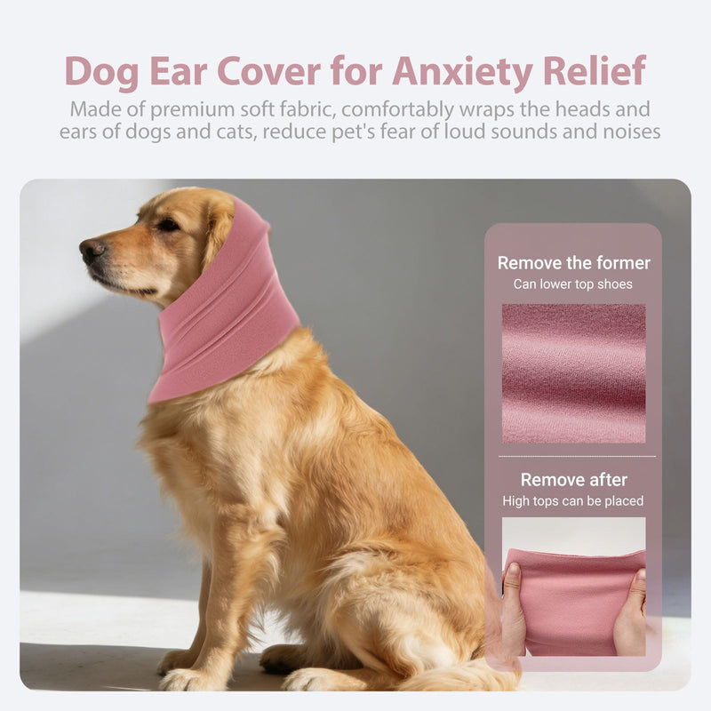 2 Pcs Dog Snood, Ear Protectors, Dog Calming Hood for Grooming and Bath Drying, Pet Ear Covers, Dogs Neck and Ears Warmer Headwear for Comfort, Pet Cats and Dogs Ear Protector, M (Pink) Pink