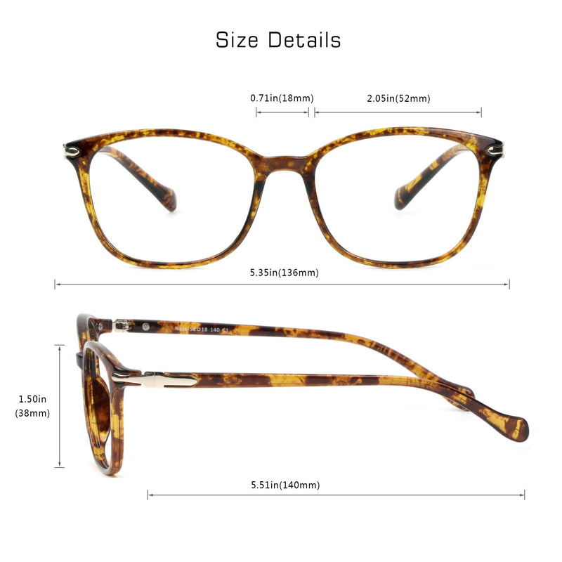 VisionGlobal Blue Light Blocking Glasses for Women/Men, Anti Eyestrain, Computer Reading, TV Glasses, Stylish Square Frame, Anti Glare(Tortoise,+1.25 Magnification) 04_nola_tortoise 1.25 x - BeesActive Australia