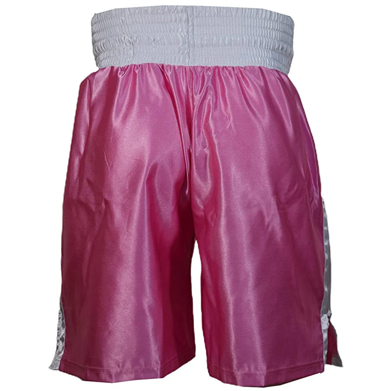 Men Boxing Shorts for Boxing Training Fitness Gym Cage Fight MMA Mauy Thai Kickboxing Trunks Clothing Medium Pink/White
