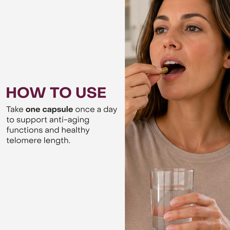 Healthycell Telomere Length Supplement - AC-11, Astragalus & Resveratrol | Anti-Aging Telomere Lengthening Supplements with Phytonutrients & Vitamins for Cellular Health - 30 Capsules, Grape Flavored Capsule