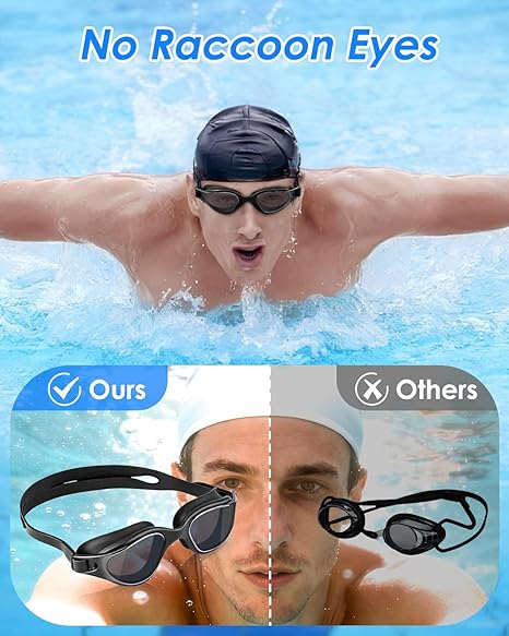 Nabaiji Swim Goggles, Anti Fog Swimming Goggles Waterproof UV Protection Mirrored & Clear Adjustable Silicone Swim Glasses Clear Vision Suitable For Everyone - BeesActive Australia