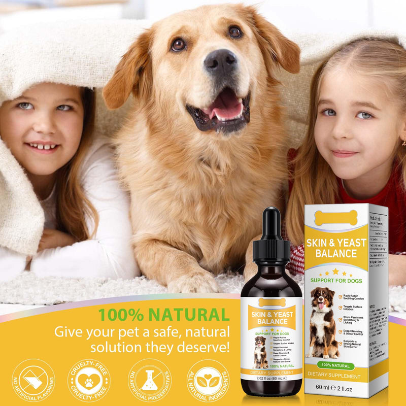 Yeast Balance Support for dogs, Advanced Dog Itchy Skin Care & Ear Cleanser – Natural Support During Seasonal Changes – Fast-Acting Soothing Care for Sensitive Skin - 60ml
