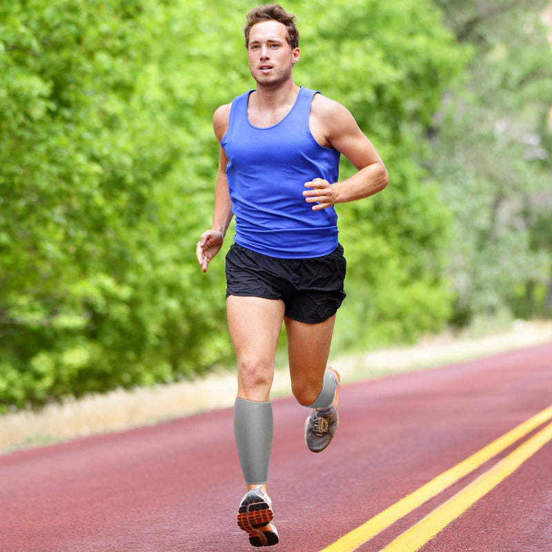 Chivao 2 Pairs Calf Brace Adjustable Shin Splint Support Lower Leg Compression Wrap Calf Sleeves for Men Women Pain Relief, Increases Circulation Reduces, Muscle Swelling(Gray, Black) Gray, Black