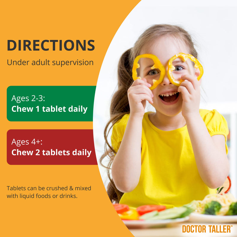 NuBest Doctor Taller Kids - Kids Multivitamins, Toddler Vitamins - Support Healthy, Immunity and Bone Strength for Ages 2 to 9 - Grape Flavor - 60 Vegan Chewable Tablets | 1 Month Supply 60 Count (Pack of 1)