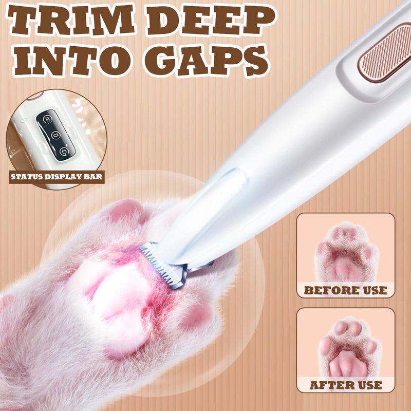 Dog clipper, waterproof quiet rechargeable pet paw trimmer with LED light, professional dog trimmer for thick, long and curly pet hair - BeesActive Australia