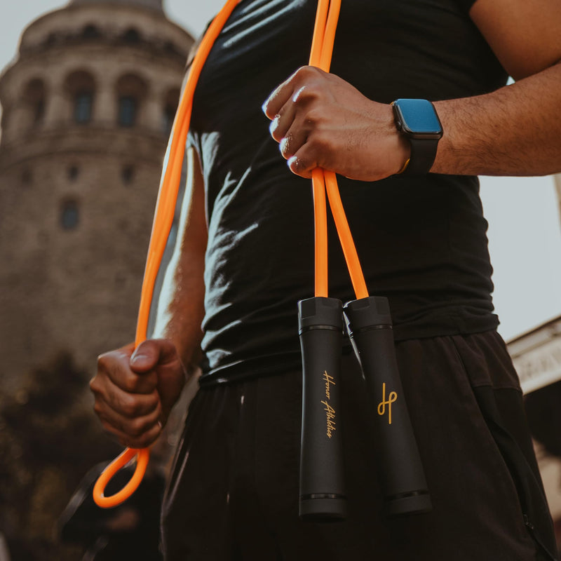 Honor Athletics - WEIGHTED 1.1lb HEAVY Jump Rope for High-Intensity and Strength Training - Adjustable 10ft PVC Rope with Ergonomic Grip, Ideal for Boxing, CrossFit, Muay Thai, MMA, and Fitness Black