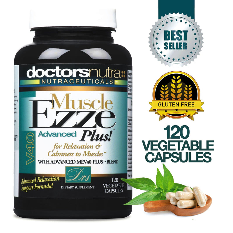 Muscle Ezze Plus - Day or Night Use - Gluten-Free - 120 Veg. Capsules 120 Count (Pack of 1)