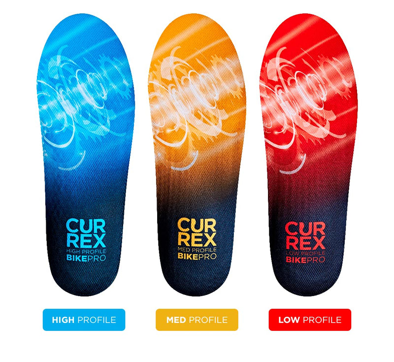 CURREX BikePro Insoles for Cycling, Bicycle & Motorcycle Riding – Arch Support Shoe Inserts w/Metatarsal Pads, Helps Reduce Fatigue + Improve Stability & Fit – for Men & Women – Low Arch, 2XL Low Arch - Red 2X-Large (Mens 13-15)