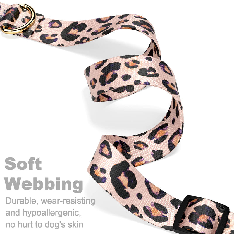 Rnivvi Dog Collar, Personalized Adjustable Dog Collar for Large Dogs, Cute Leopard Puppy Collar for Boy and Girl Dogs, Soft Heavy Duty Pet Collars with Quick Release Buckle for Walking Running, Pink Pink Leopard L (Neck 16-24", Width 1") - BeesActive Australia