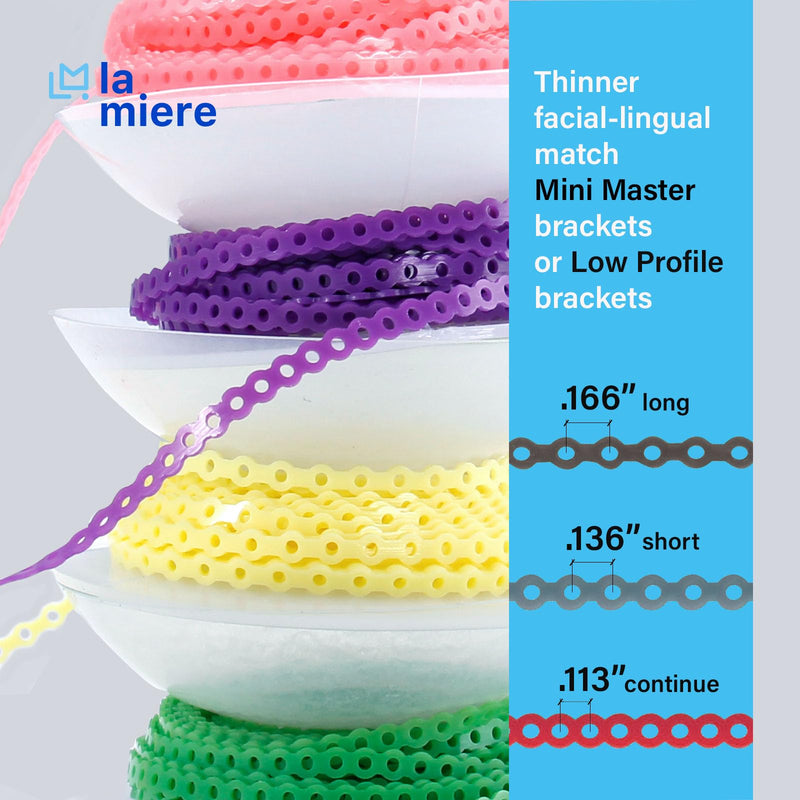 10 Rolls Orthodontic Braces Rubber Chains, Braces Power Chains consisted force in closed, short, long filaments chain in 15'' spools (long, 0.166’’(4.2mm), Mix colors long, 0.166’’(4.2mm)