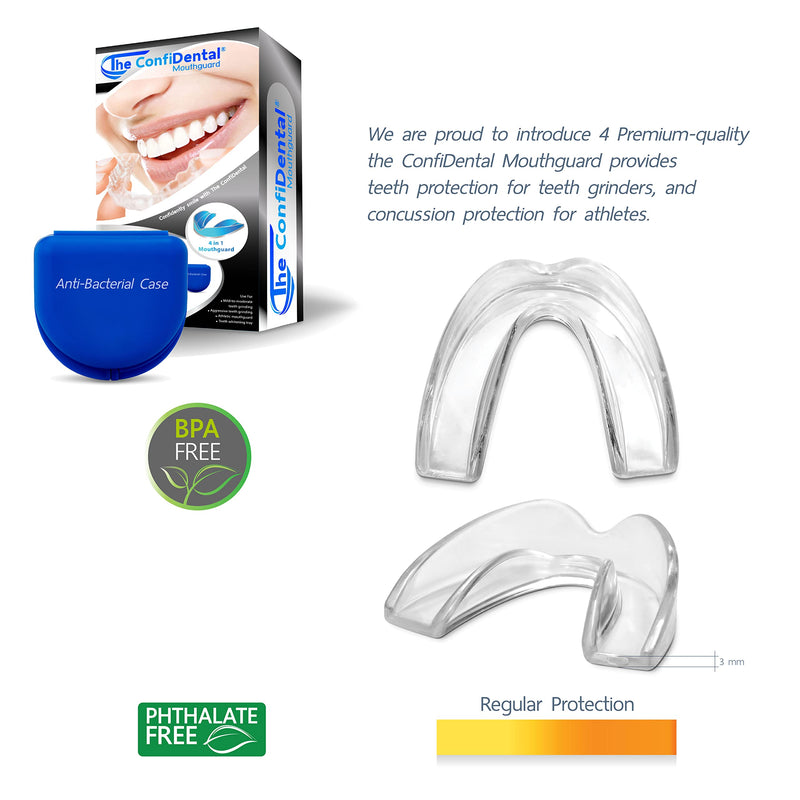 The ConfiDental - Pack of 6 Moldable Mouth Guard for Teeth Grinding Clenching Bruxism, Sport Athletic, Whitening Tray Old Black