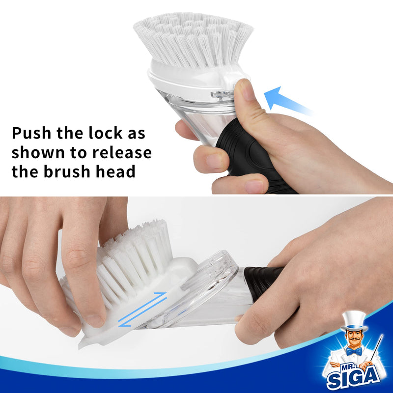MR.SIGA Soap Dispensing Dish Brush Storage Set, Kitchen Brush with Holder for Pot Pan Sink Cleaning Black - BeesActive Australia