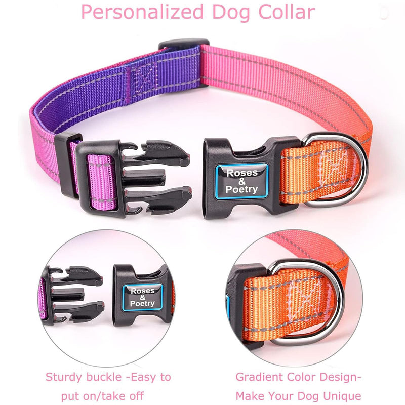 Roses&Poetry Reflective Dog Collar with Gradient Mistyrose, Adjustable Durable Pet Collars for Small Medium Large Dogs (Mistyrose-M) - BeesActive Australia