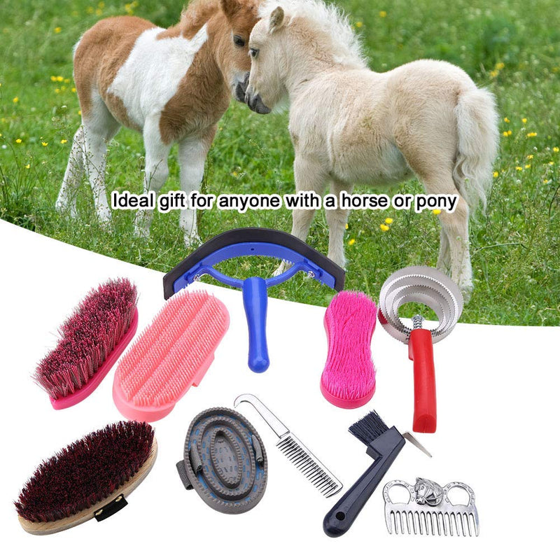 Zerodis Horse Grooming Care Kit, 10Pcs Equestrain Brush Curry Comb Horse Cleaning Tool Set Horse Riding Equipment for Beginners - BeesActive Australia