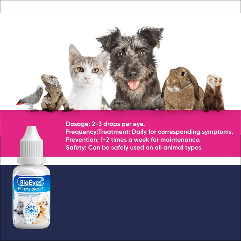 Dog Eye Drops - Cat Eye Drops - Vet Recommended Pet Eye Drops to Clean and Soothe Eye Infections, Allergies, Dry & Pink Eyes, Tear Stain Remover for Dogs, Cats, Horses & Birds (30 ml) 30 ml