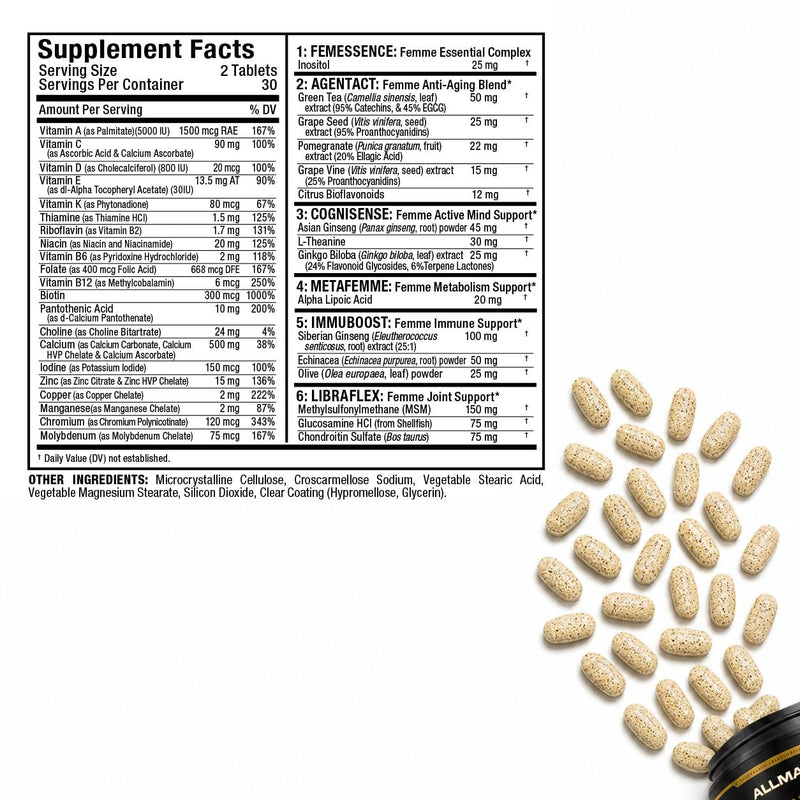 ALLMAX Vitaform Multivitamin Tablets for Women, 60 Count | Supports Women's Health, Promotes Energy & Immune Function, Vitamins, Minerals & Antioxidants, Vegan Formula