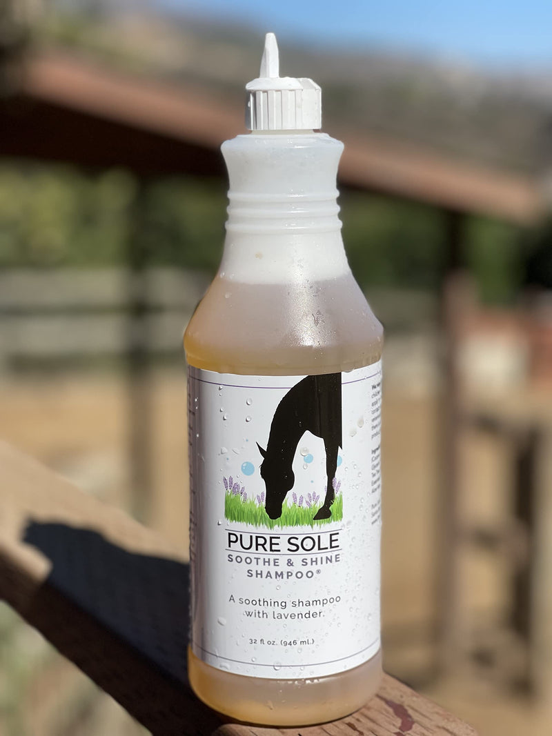 Horse Shampoo - Pure Sole Soothe & Shine Shampoo - Deep Cleaning Moisturizing Shampoo for Body, Mane and Tail - Hydrates Skin and Conditions Coat | Convenient Sprayer for Spot Cleaning - 32 oz. - BeesActive Australia