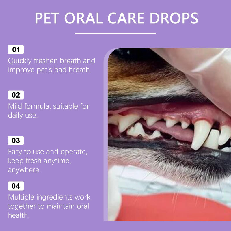 Dog Cat Dental Spray No Brushing No Residue, 50ml/1.69FL.OZ 360° Long Nozzle, Helps Freshen Breath Reduce Plaque, Alcohol-Free for Puppies Kittens All Pets