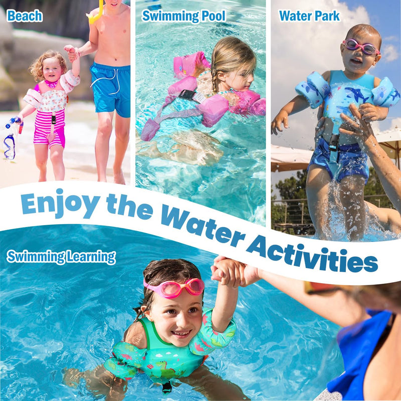 HeySplash Toddler Swim Vest, Toddler Floaties Fit 13-30 Lbs, Puddle Kids Jumper with Adjustable Strap, Pool Float Jacket Arm Floaties Baby Floatie Water Wing, Pool Sea Swimming Aid A-6-15kg Shark - BeesActive Australia