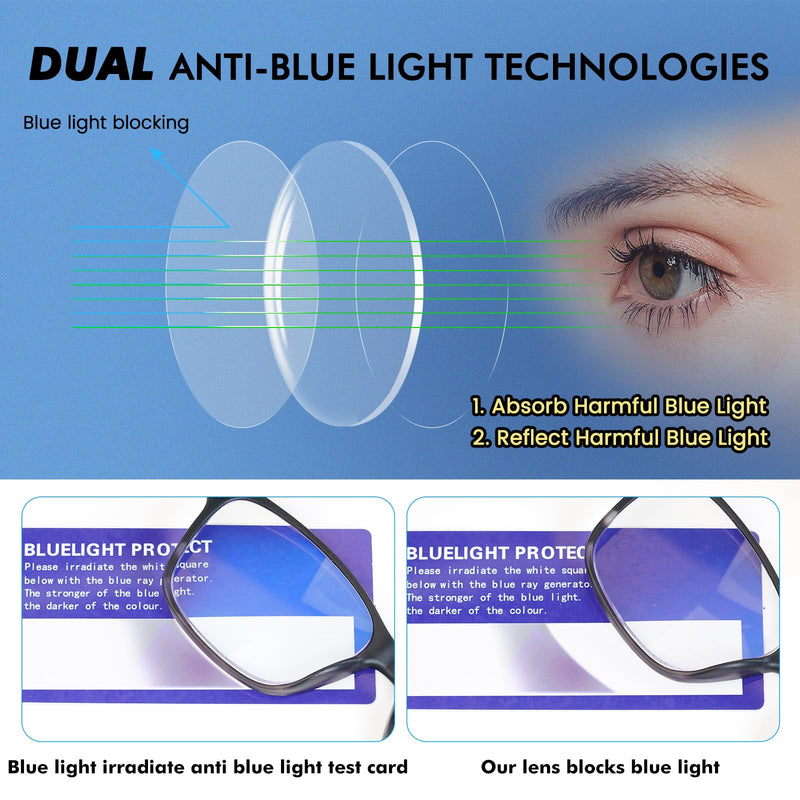 5 Pack Blue Light Blocking Reading Glasses for Men with Spring Hinge Fashion Large Wide Computer Readers for Men 5 Pack Mix Color 2.0 x
