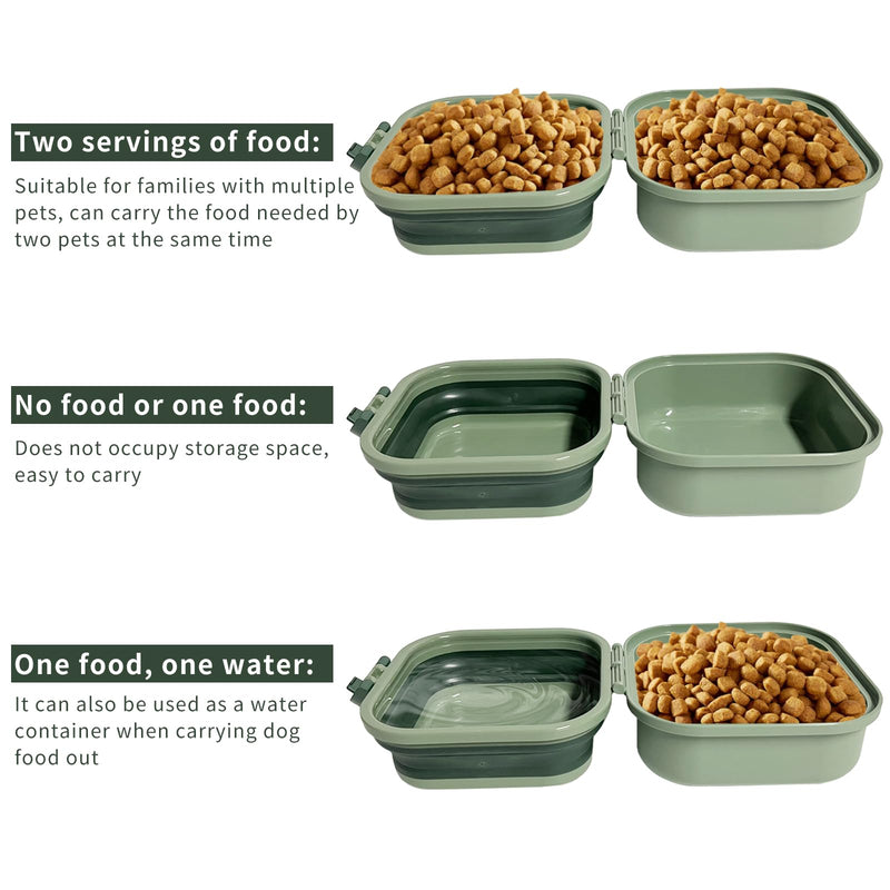 Collapsible Dog Water Bowl, Portable Dog Bowl for Traveling, 2-in-1 Pet Food and Water Feeder - Travel Dog Bowls with Lid for Walking, Traveling, Camping and Hiking Green - BeesActive Australia