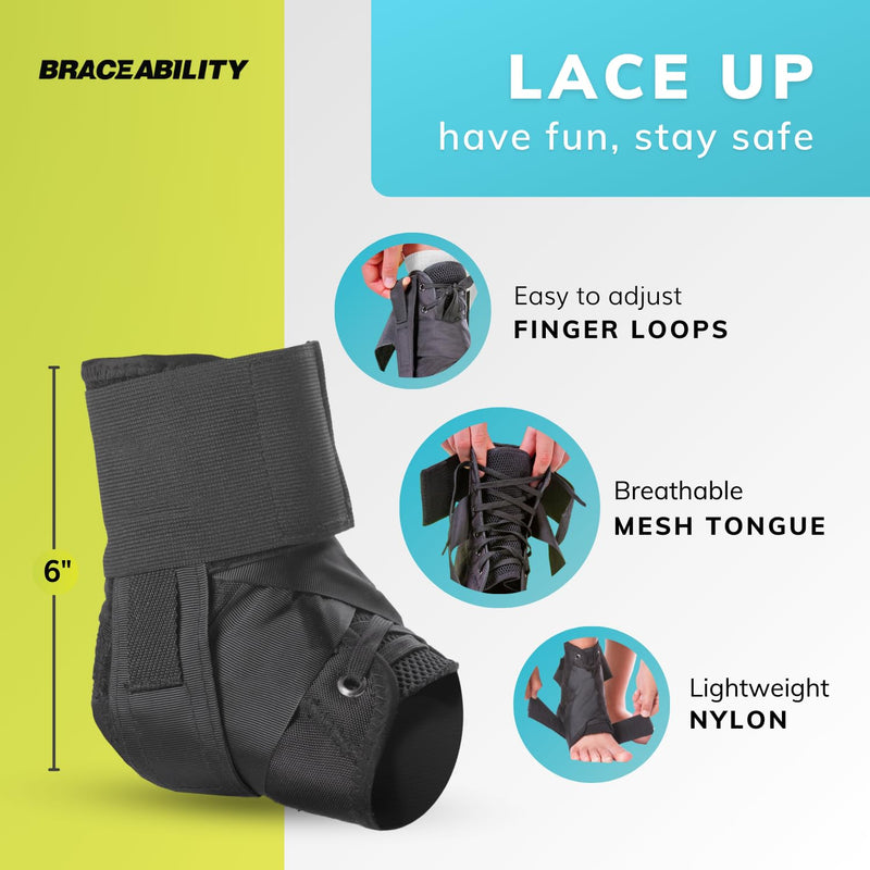 BraceAbility Lace Up Kids Ankle Brace - Pediatric Figure 8 Sprained Foot Support Wrap for Active Youth, Children in Sports, Basketball Protection, Gymnastics, Soccer, and Volleyball (XS) X-Small - BeesActive Australia