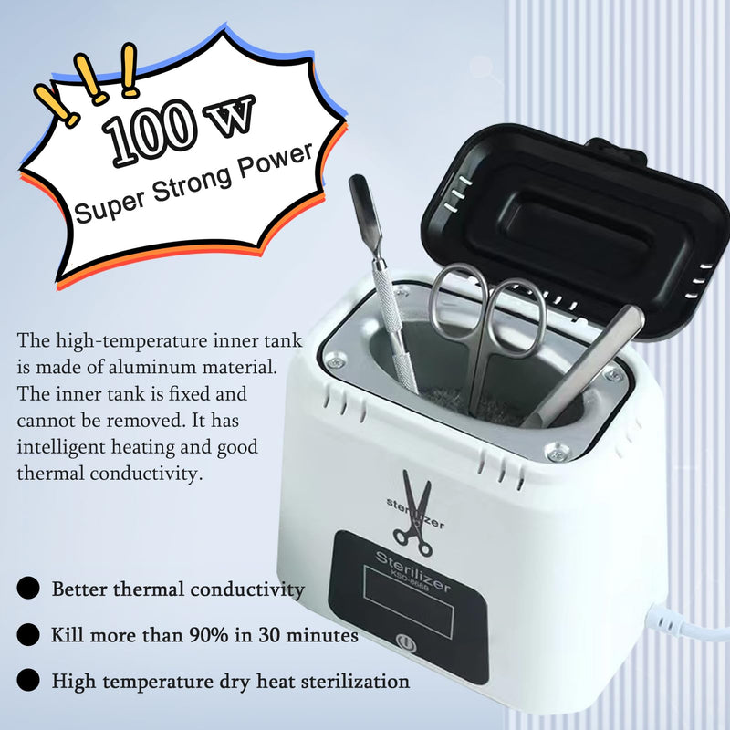 Nail Tool Sterilizer High-Temperature Nail Sterilizer Portable For Metal Nail Art Tools Dental Tool Sterilizer with Glass Beads Sterilizer High Temperature For Manicure Salon - BeesActive Australia