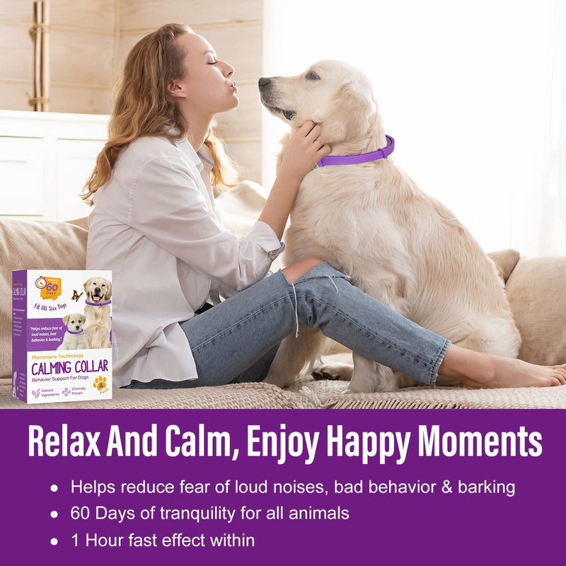 Calming Collar for Dogs, Dog Anxiety Relief, Adjustable Dog Calming Collar, Sustained Release Pheromone, Suitable for All Dogs, 4Pcs 4 Count (Pack of 1)