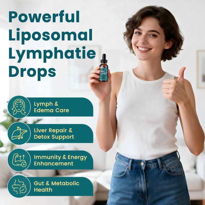 Liposomal Lymphatic Drainage Drops - 21 in 1 Liver Cleanse Detox & Repair with Milk Thistle, Echinacea, Burdock Root, Liposomal Glutathione, Vitamin Complex ''Lymph-Liver'' Gut & Metabolic Health Unflavoured 2 Fl Oz (Pack of 1)