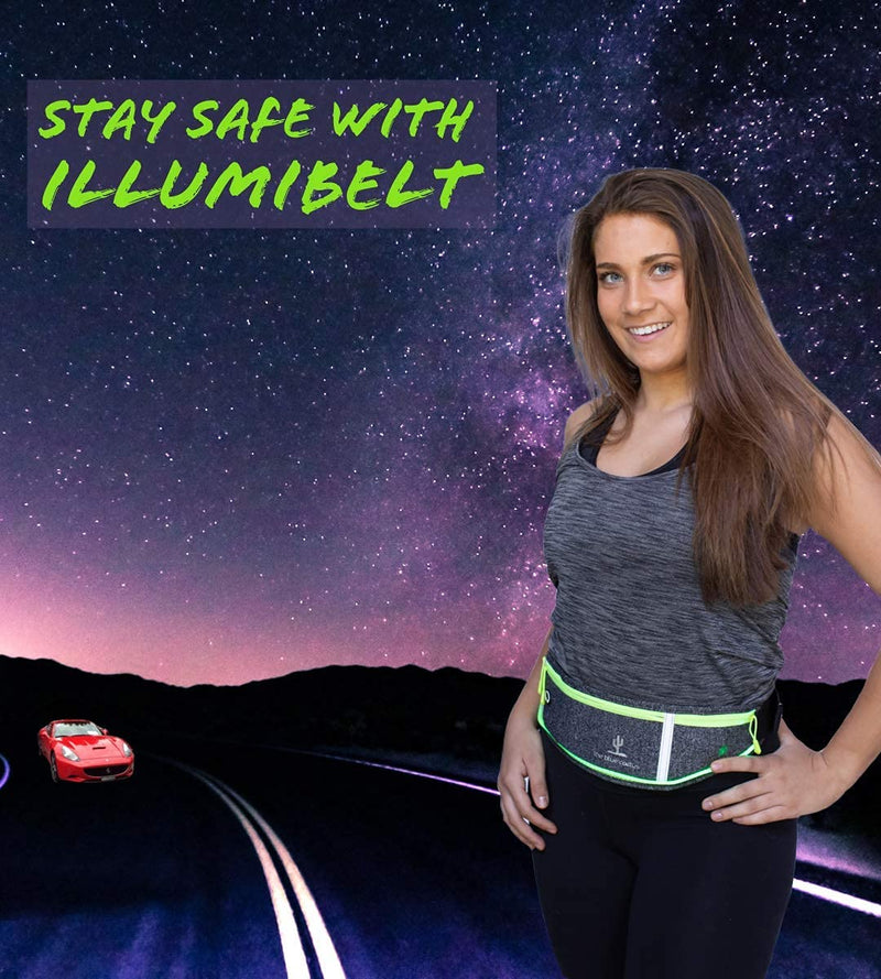 Reflective Running Light Belt with Zipper Pockets and USB Rechargeable, Night Safety Gear for Runners, Dog Walking Gear, Runners Reflective Belt Fits Women, Men, Kids, and Dogs - BeesActive Australia