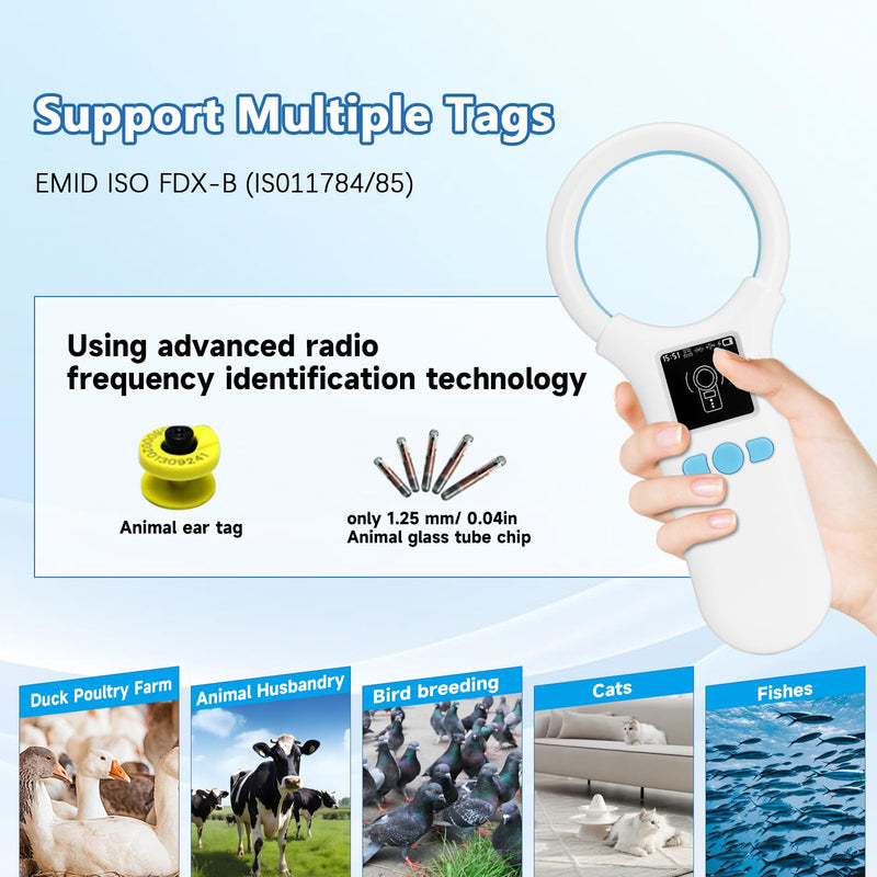 APKLVSR Bluetooth pet microchip scanner, animal chip reader, chip reader for animals, RFID chip ID reader scanner, EMID FDX-B (ISO11784/85), 134.2 kHz/125 kHz microchip reader for dogs/cats - BeesActive Australia