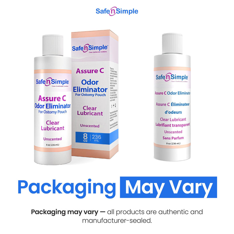 Safe n' Simple Assure C - Clear Lubricating Ostomy Pouch Deodorant - Colostomy Bag Odor Eliminator - Colostomy Deodorizer Lubricant - 8 Fluid Ounce Drops 8 Fl Oz (Pack of 1)