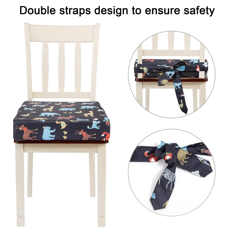 Toddler Booster Seat for Dining Table, Adjustable Double Seat Belt Washable Waterproof Child Booster Seat for Table, Portable Booster Seat Travel Increase Cushion (Black) black - BeesActive Australia