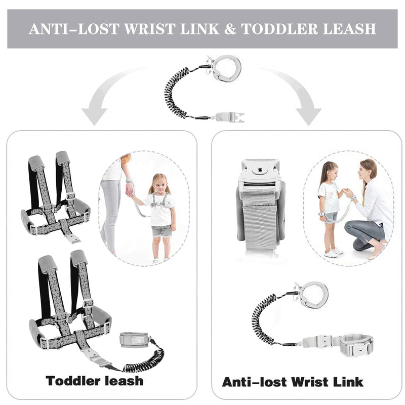 Toddler Leash for Walking, Toddler Safety Harnesses Leashes, Safety Harness with Lock for Kids, Anti Lost Wrist Link for Toddlers ÔºåUpgrade with Reflective Tape LinerÔºà6.5ftÔºâfor Kids Black Leash